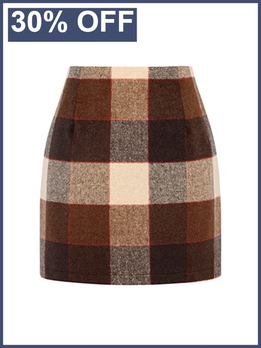 Wool Blend Plaid Mini Skirt High Waisted Bodycon Pencil
